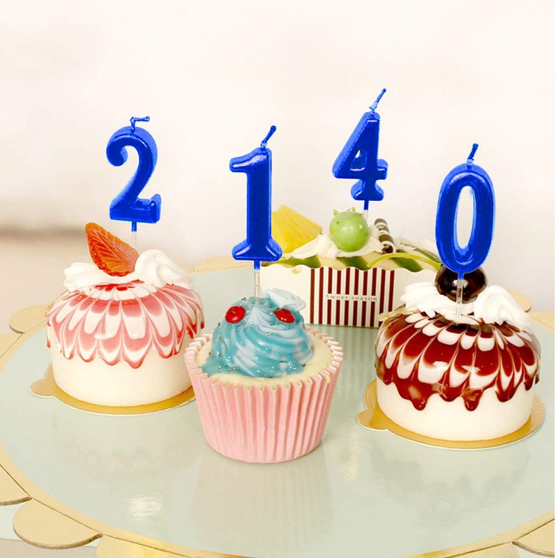 XNOVA Blue Birthday Candles 3 Candle 3rd Three Years Cake Bady Roman Numberal Cool Number Candle No 30 31 32 33 34 35 36 37 38 39 - Image 3